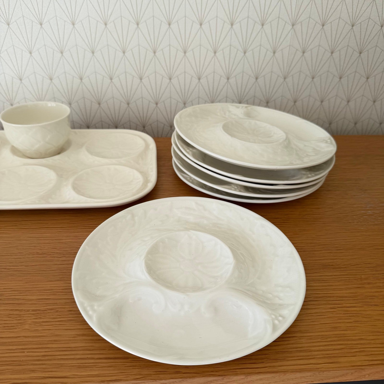 Gien Artichoke Plates Set 6 Service Tray Bowl French Vintage 13022611 salins