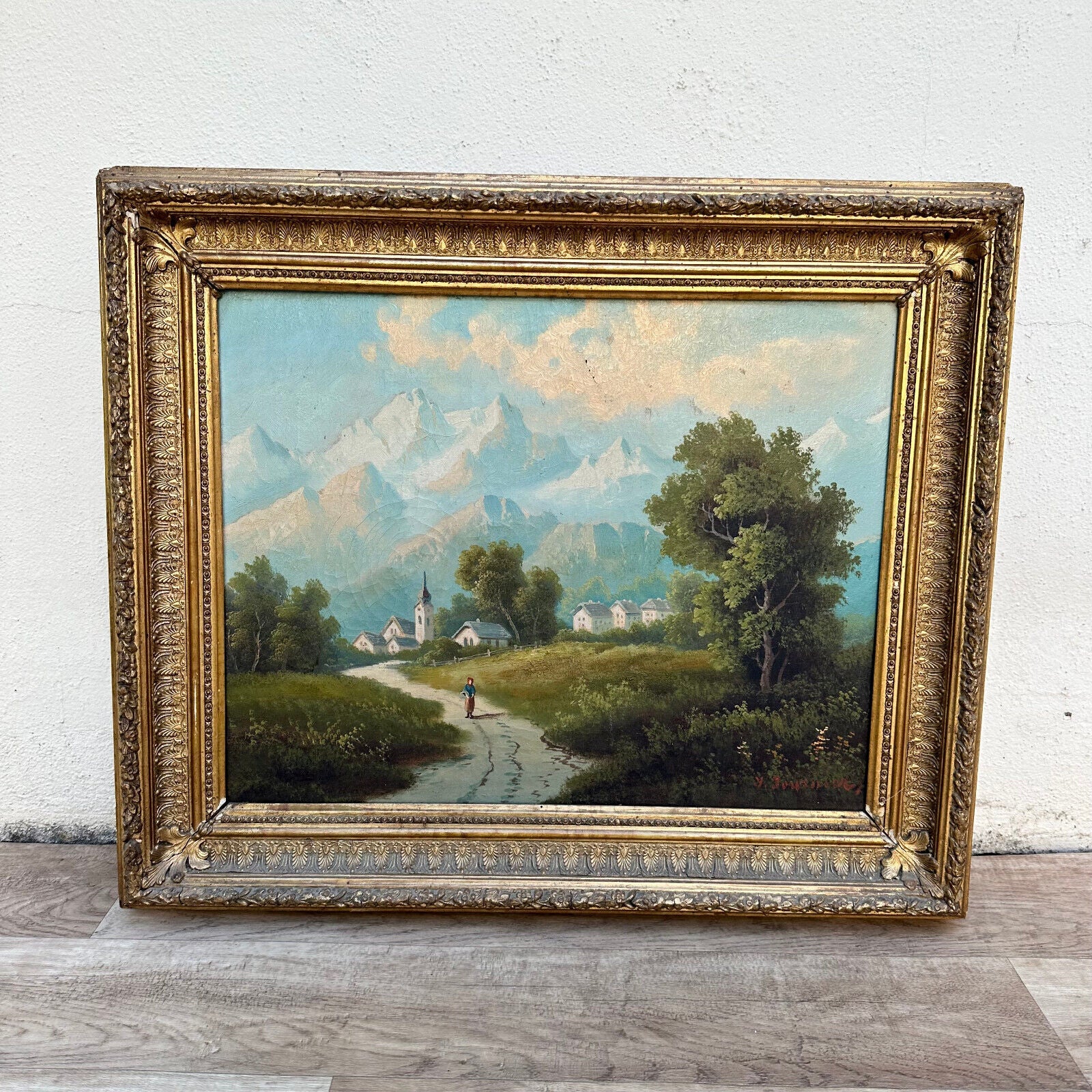 FRENCH Antique  landscape STILL LIFE Old PAINTING signed and framed 11082317 - Fleamarketfrance