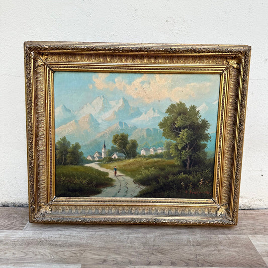 FRENCH Antique  landscape STILL LIFE Old PAINTING signed and framed 11082317 - Fleamarketfrance