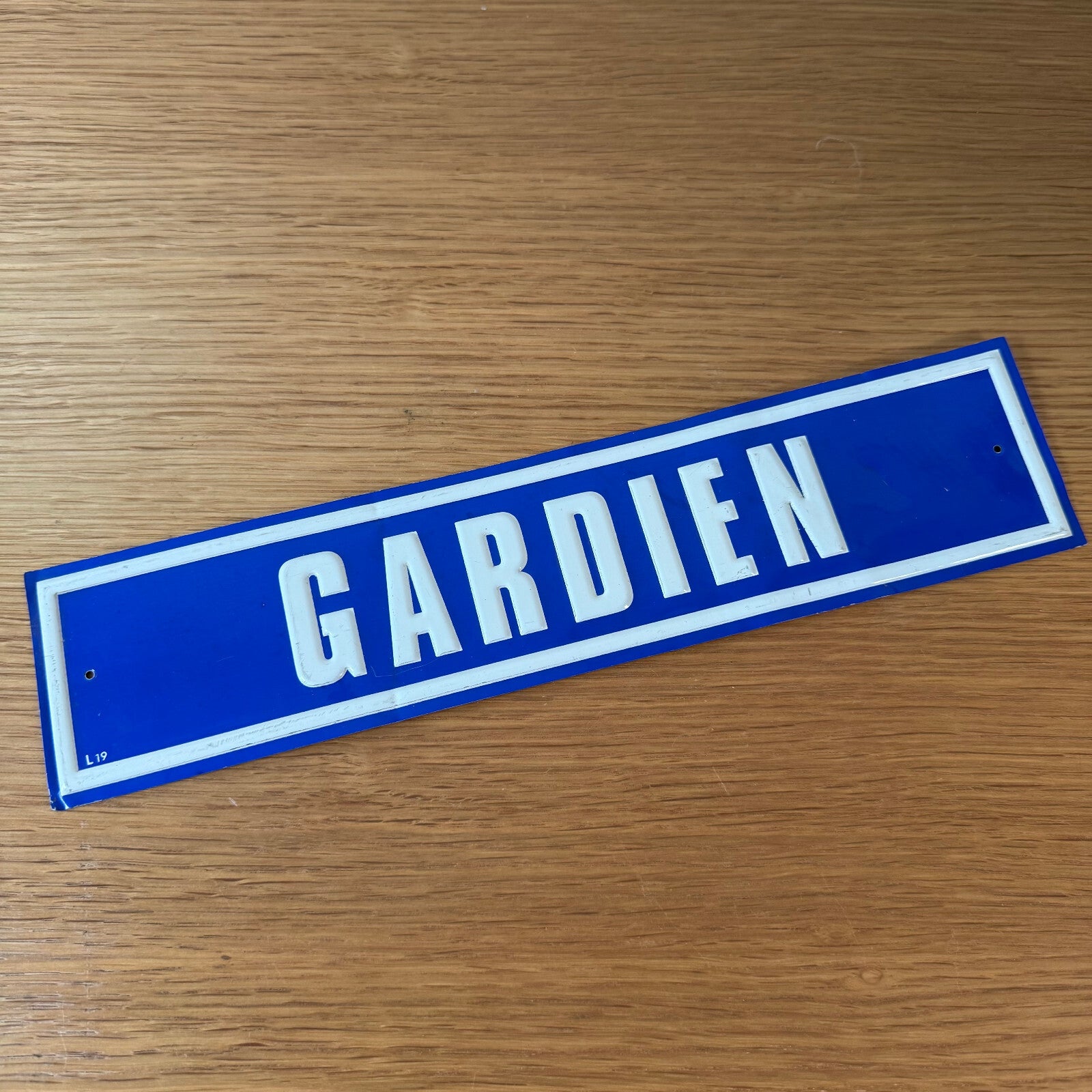 French Street Sign GARDIEN Vintage Blue Enamel Metal Plaque 2212249 Fleamarketfrance