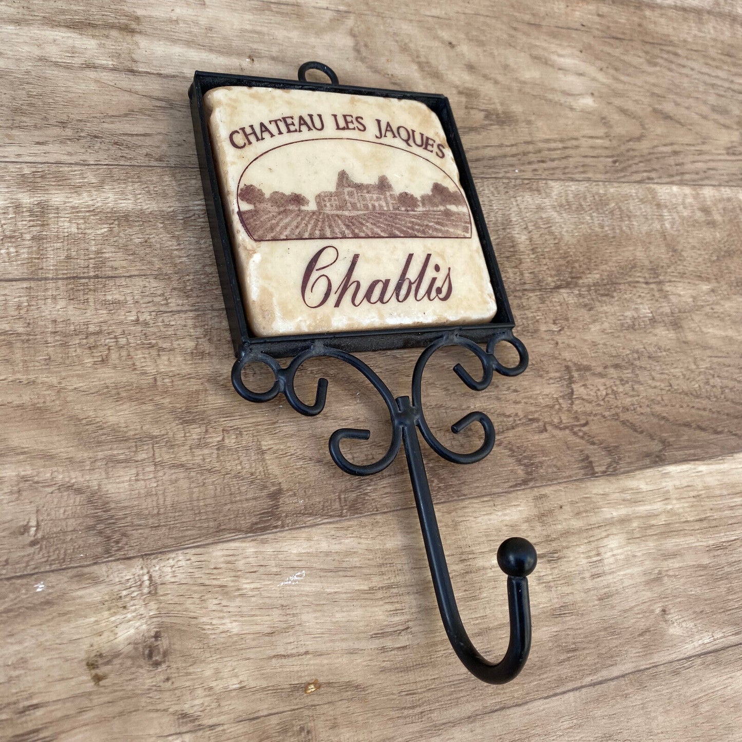 FRENCH METAL KITCHEN TOWEL CLOTH RACK DISHCLOTH HANGER wine chablis 05082218 - Fleamarketfrance