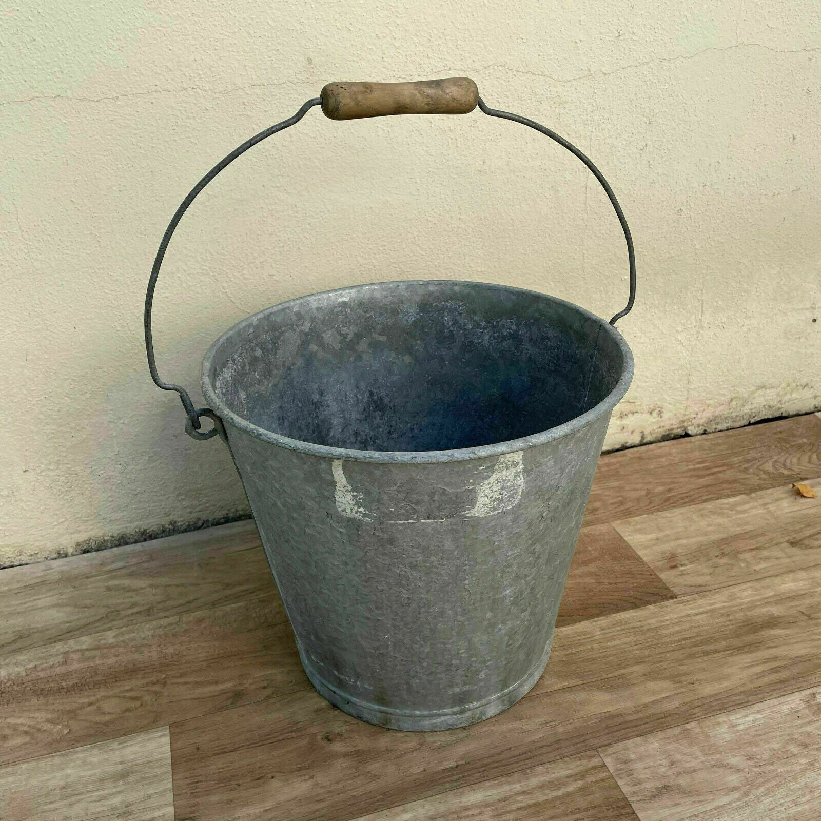 French Vintage Galvanized Bucket Zinc Farmhouse Pail Handle 0308218 Fleamarketfrance