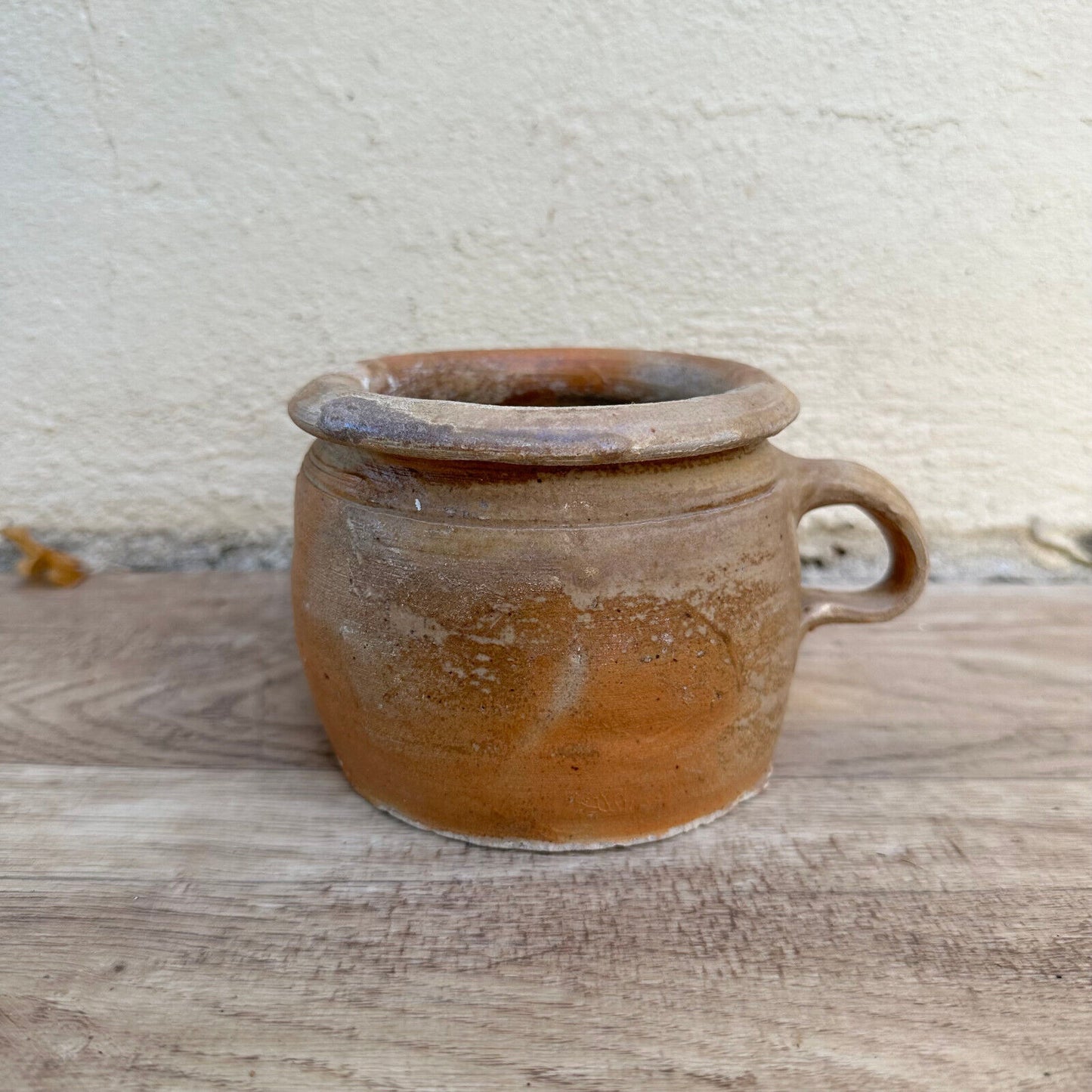 FRENCH VINTAGE confit jug mug cup glazed brown 01112324 - Fleamarketfrance