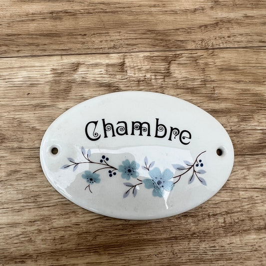 French Porcelain Door Plaque Chambre Bedroom Sign Limoges France 20082224 Unbranded