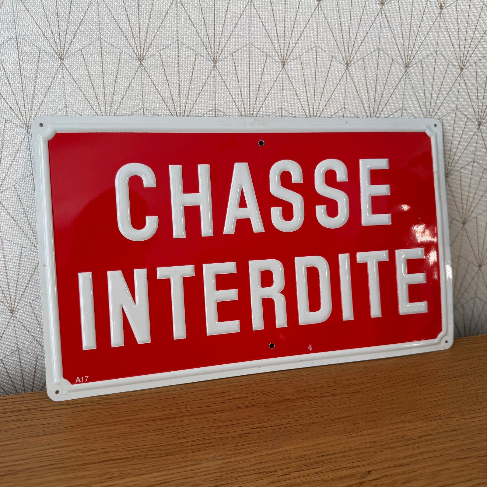French Enamel Chasse Interdite Hunting Sign Red White Plaque 1407264 Fleamarketfrance
