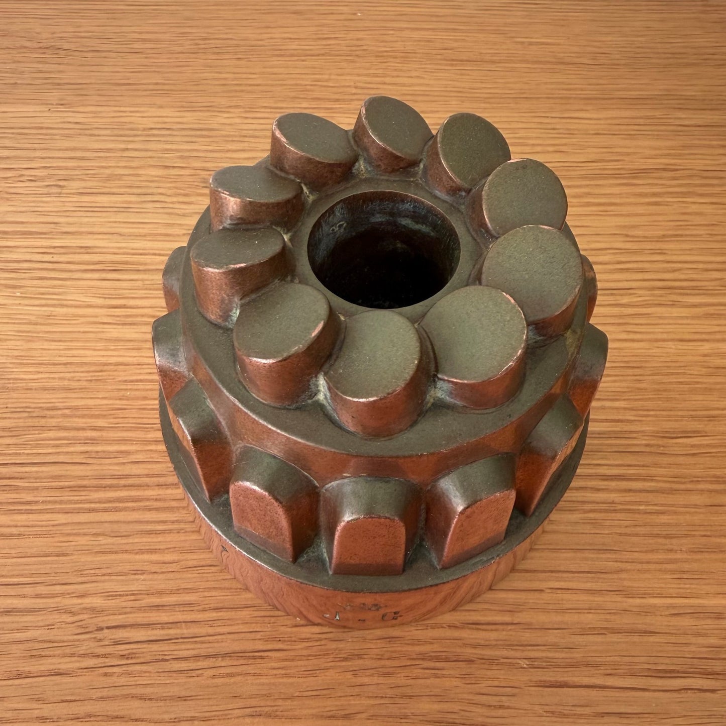 French Copper Bundt Mold Vintage Tin Lined Cake Pan 11" Fluted 07122310 Unbranded