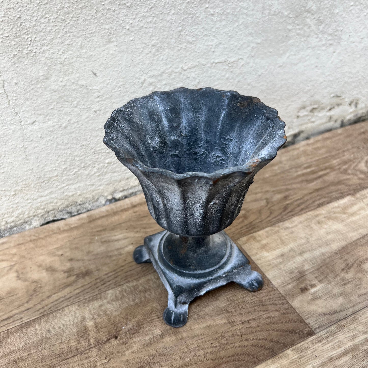 French Cast Iron Garden Urn Vintage Planter Pedestal Base 20082220 Fleamarketfrance