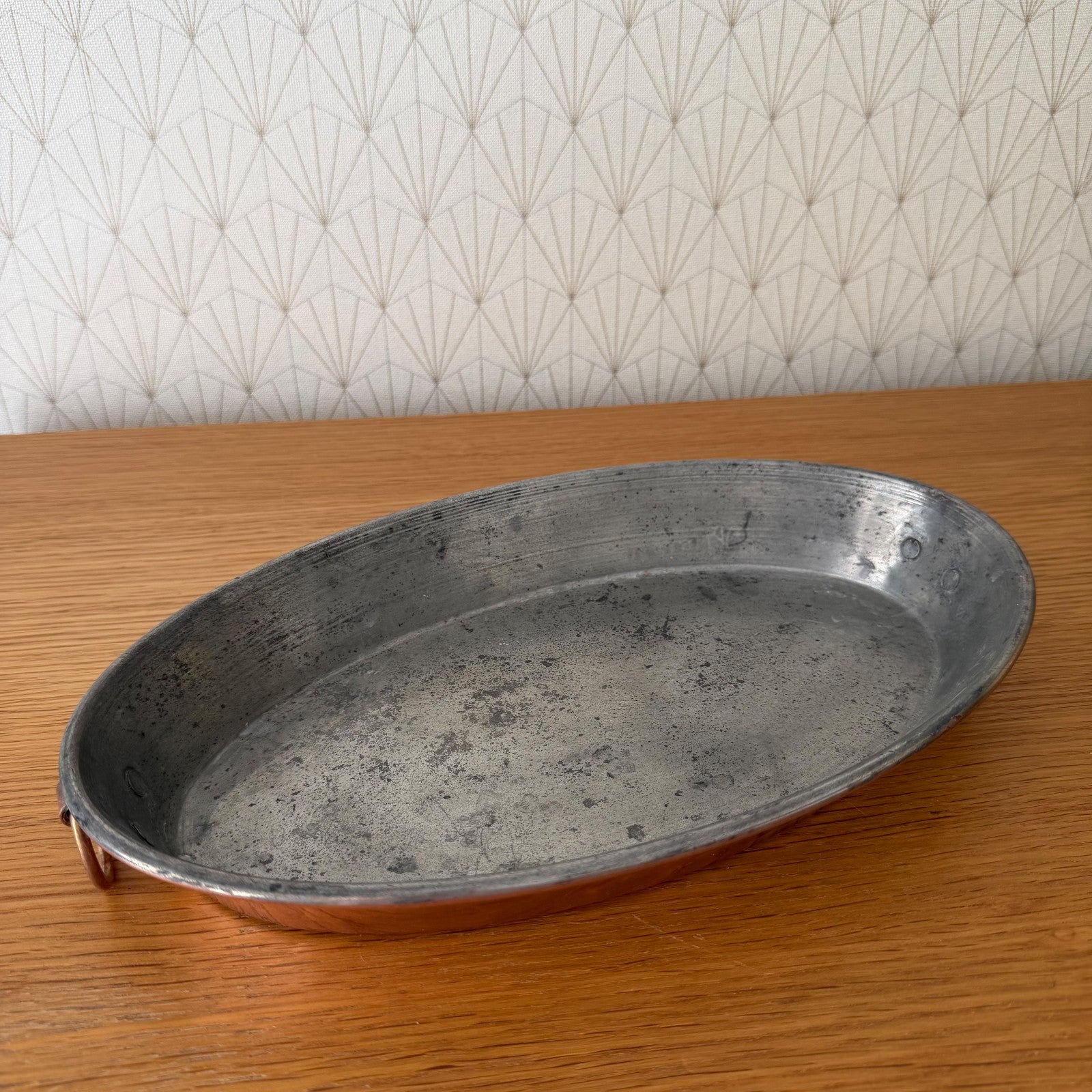 French Copper Gratin Pan Oval Vintage Professional Cookware 0405269 Unbranded