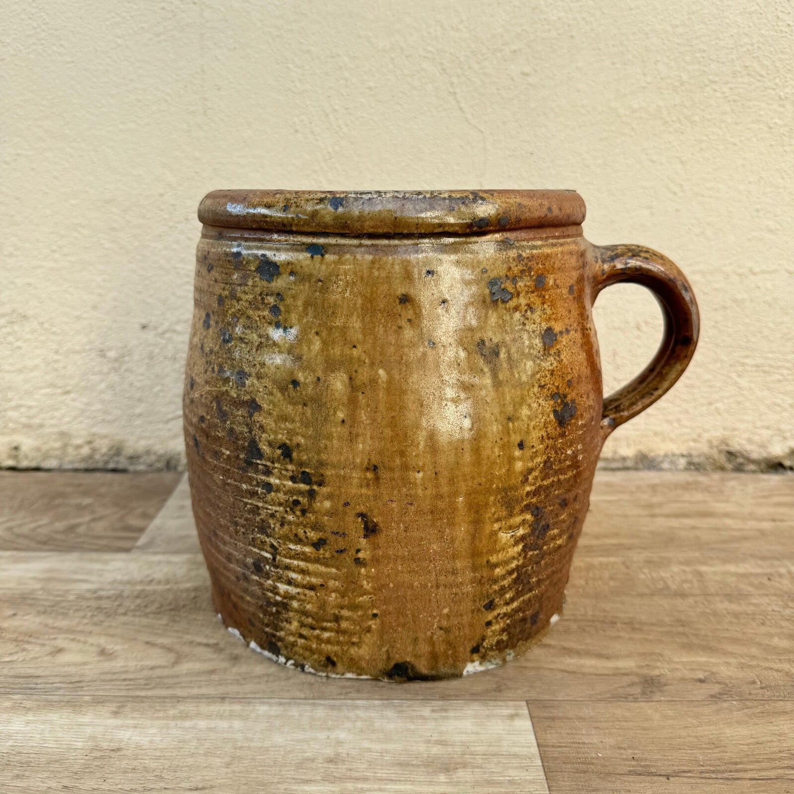 French Stoneware Confit Pot Brown Pottery Jar Vintage Kitchen 1607246 Made in France
