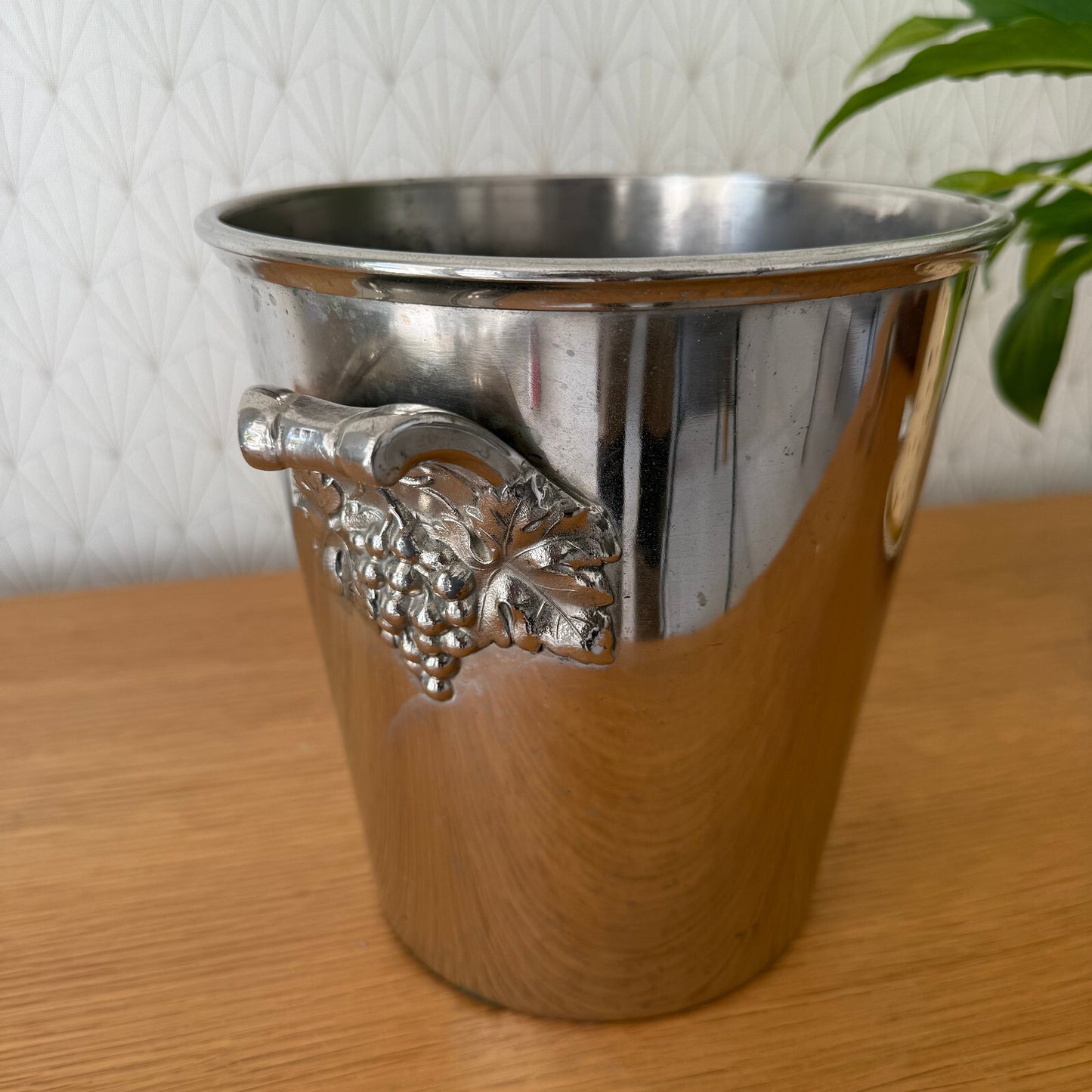 French Silver Champagne Bucket Ice Cooler Grape Handles Vintage 0904254 Fleamarketfrance