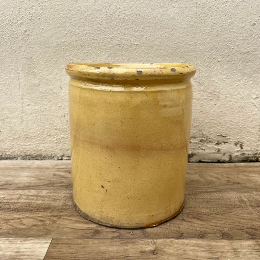 French Confit Pot Antique Yellow Glazed Terracotta 8.5" Kitchen 22042226 Unmarked
