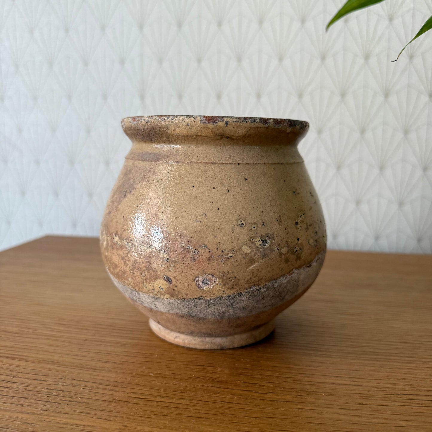 HANDMADE GLAZED BROWN YELLOW ANTIQUE FRENCH HONEY POT 2904257