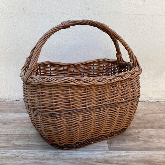 French Wicker Market Basket Vintage Large Rattan Handle 0407263 Fleamarketfrance