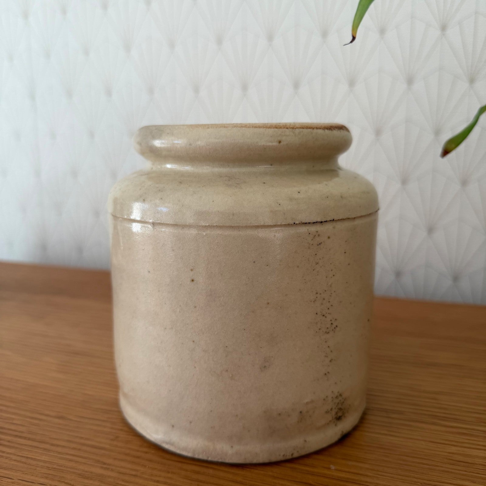 Antique French Stoneware Jar Mustard Pot Beige Kitchen Crock 1801265 Unmarked