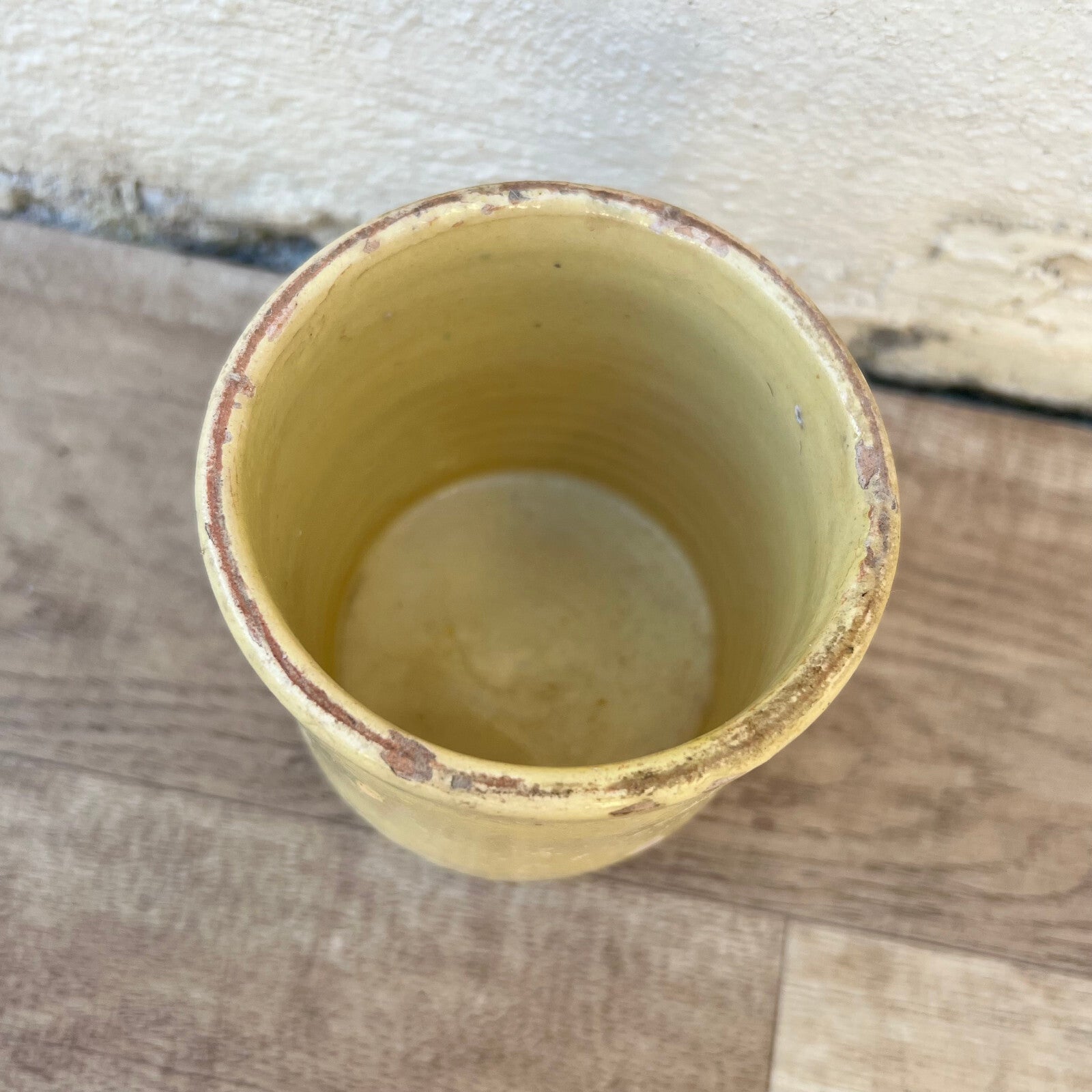 Antique French Confit Pot Yellow Glazed Terracotta Pottery Crock 1409249 Unmarked