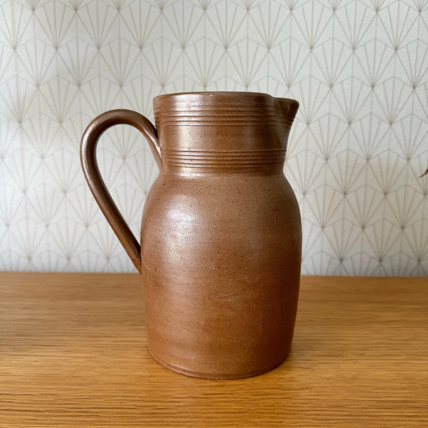 French Stoneware Pitcher Brown Ceramic Jug Vintage 7.5" Rustic 0808243 Unbranded