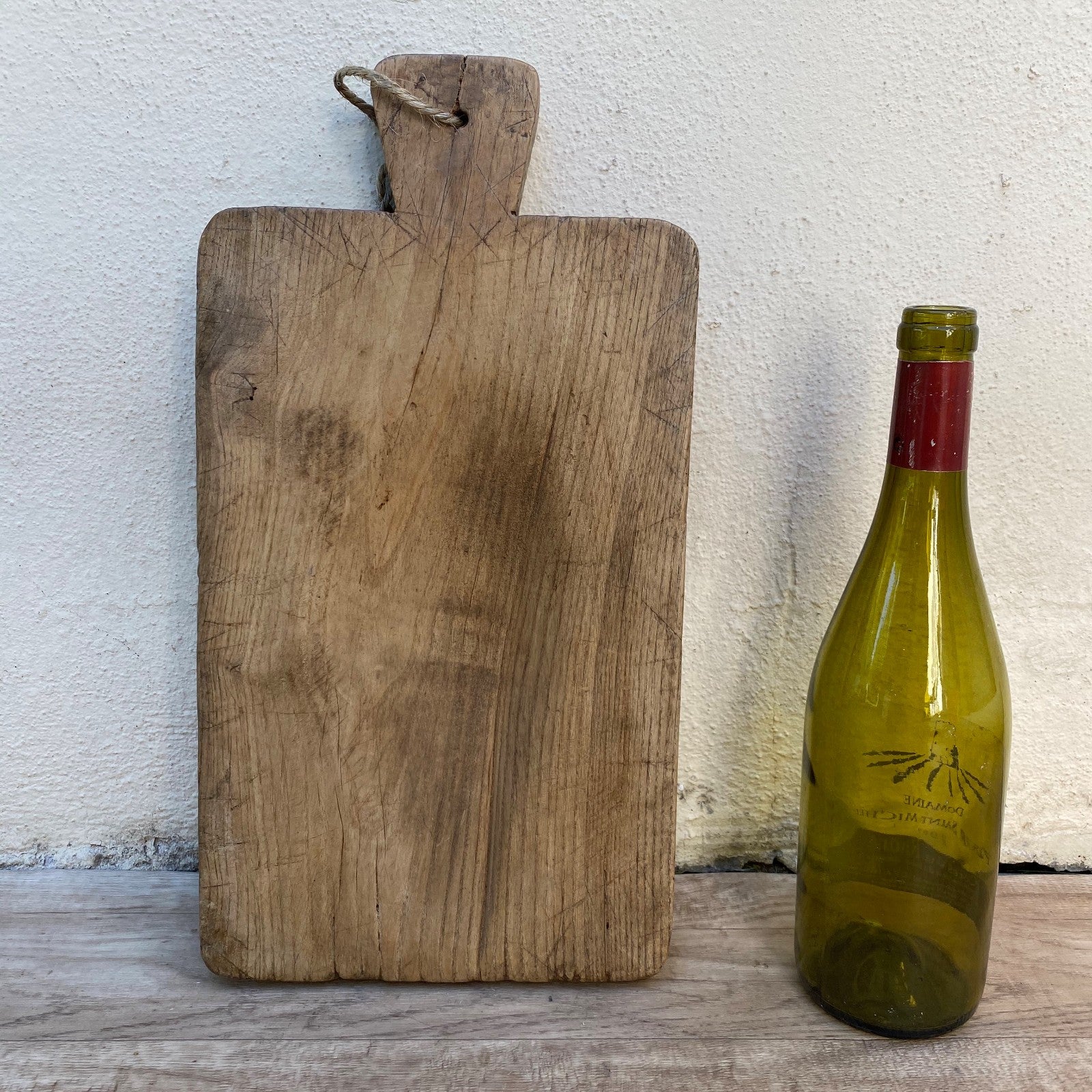 Antique French Wooden Cutting Board & Hachoir Mezzaluna Set 0707266 Unbranded