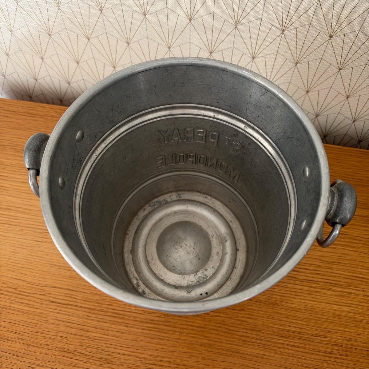 French Vintage Champagne Ice Bucket St Peray Monopole Aluminum 2909262