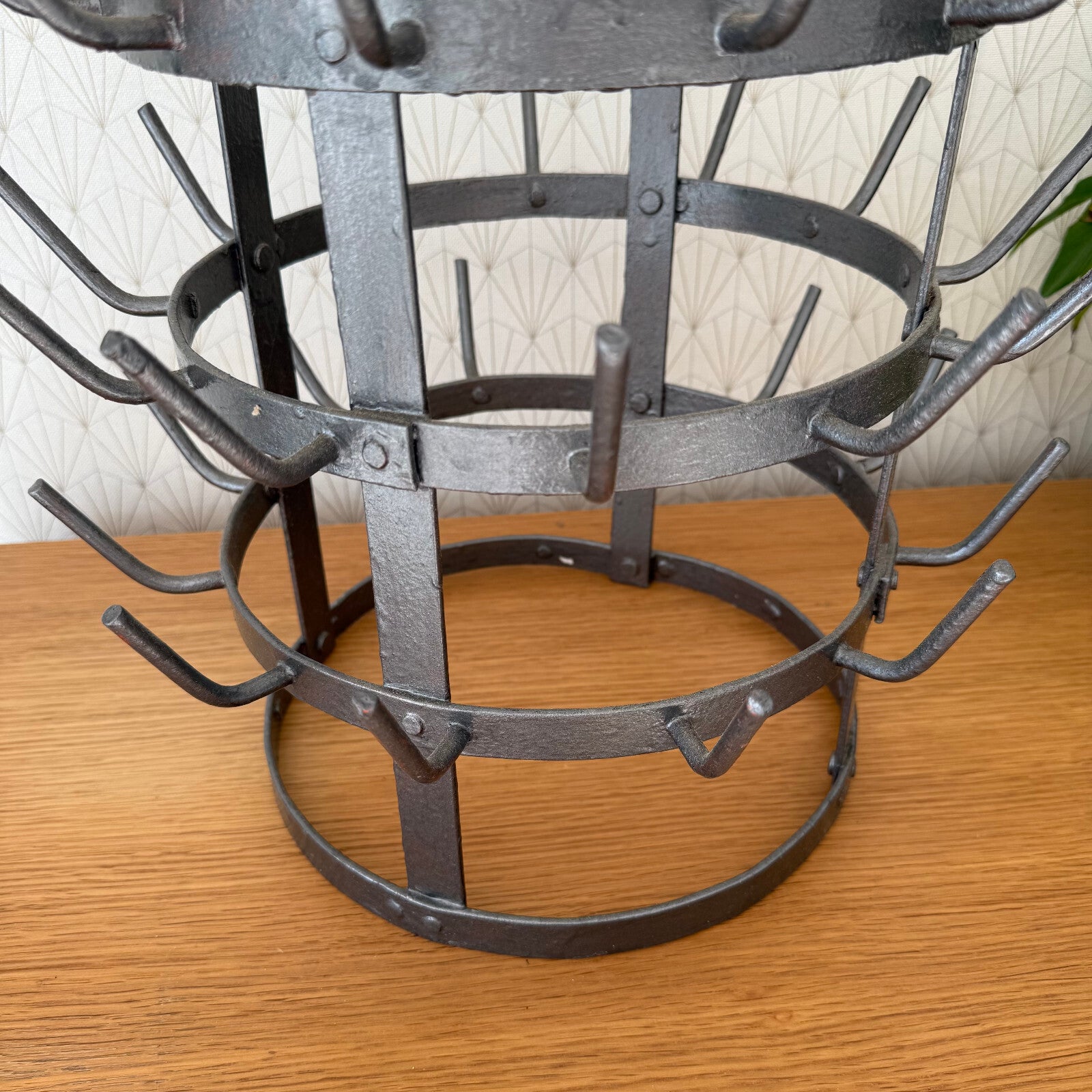 French Wine Bottle Drying Rack Wrought Iron Antique 1900s Vintage 0301257 Fleamarketfrance