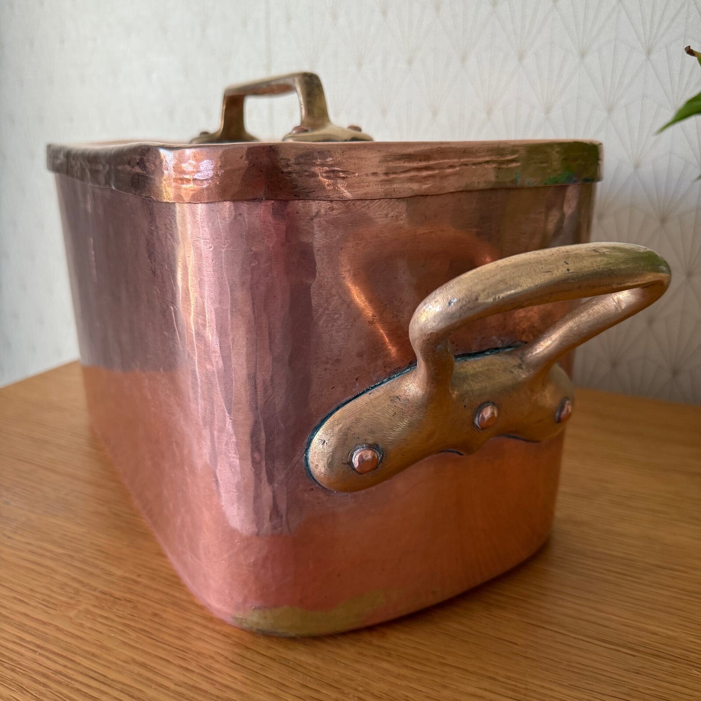 Antique ALTIER  dovetailed Daubiere French stock pot Copper Cookware 15" 1904259