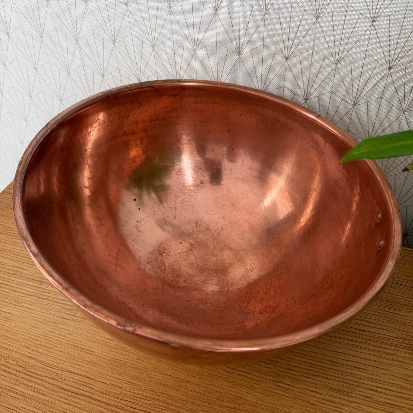 Vintage Large Copper French Mixing Bowl Cul de Poule FRANCE CHEF 111259