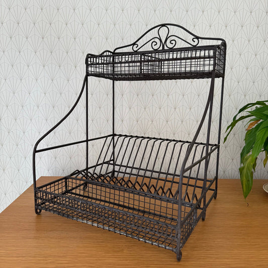 Vintage French Metal Wire Dish Drying Rack Drainer 0301254 - Fleamarketfrance