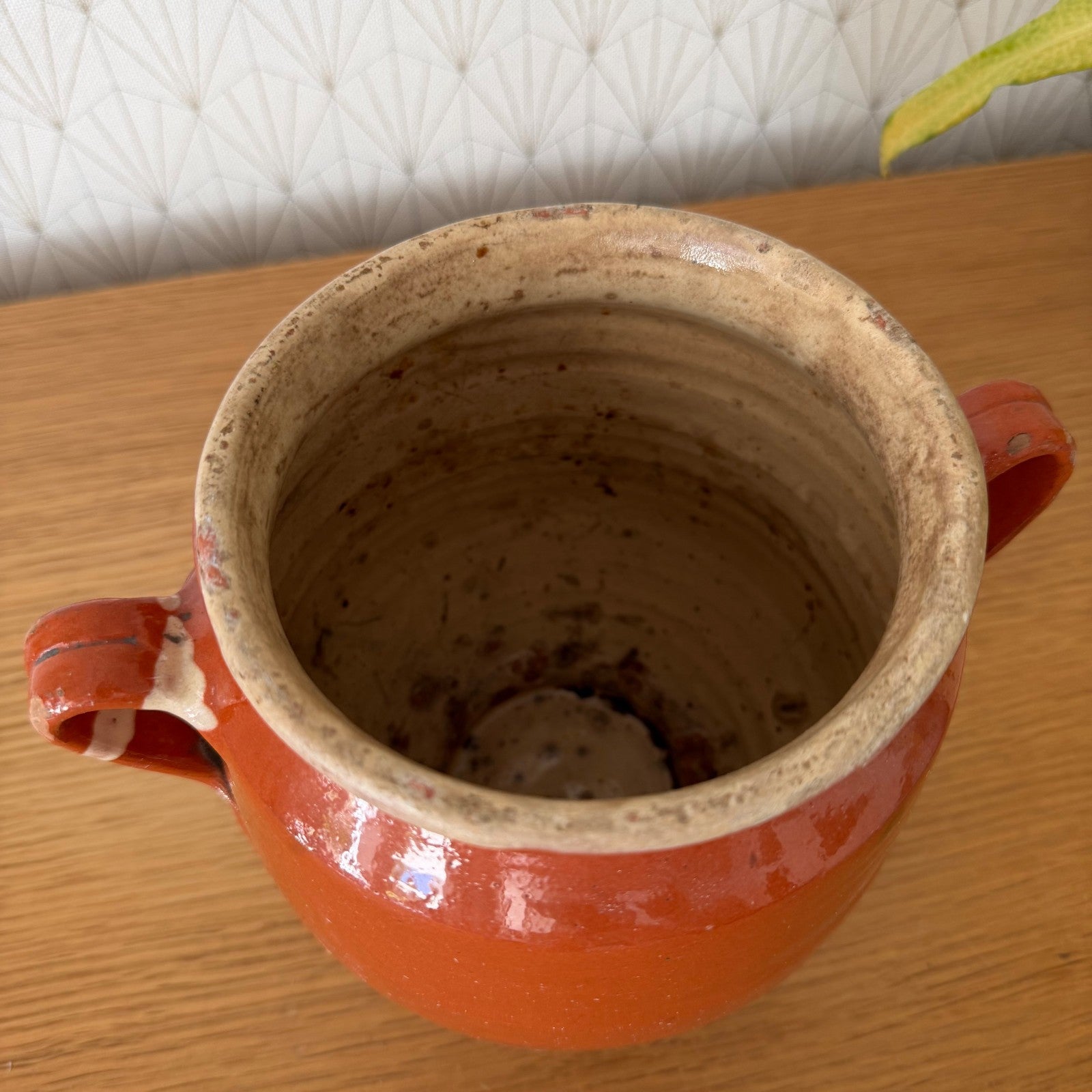 Antique French Confit Pot Glazed Terra Cotta 2-Handle Vessel 17.5cm 1506268 Unmarked
