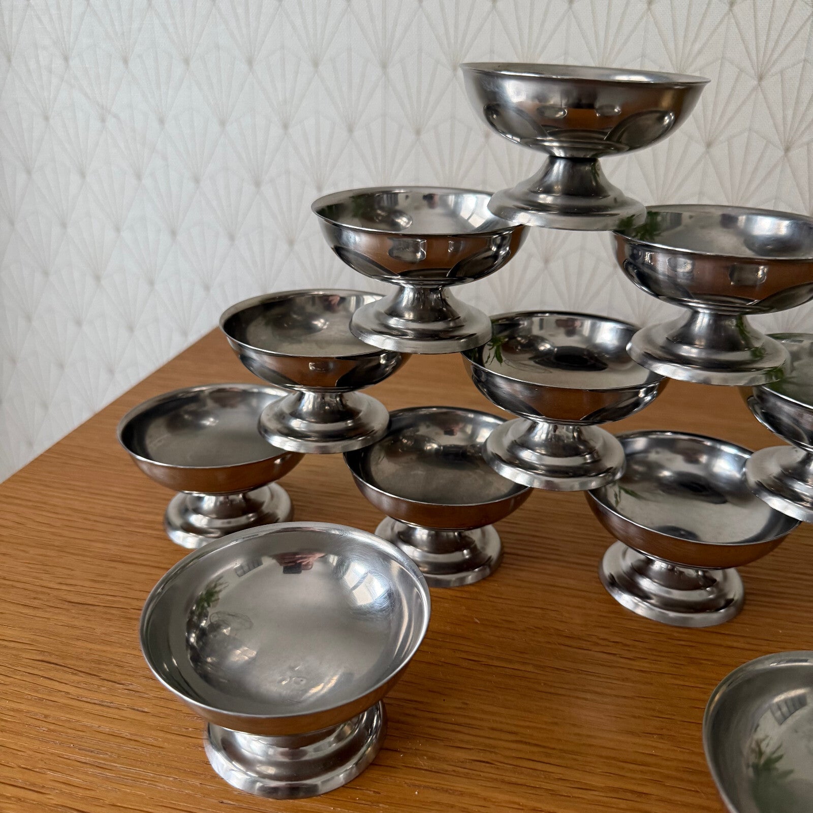 Set Of 12 Vintage Inox European Stainless Goblet Ice Cream Cup 1804256 Stainless