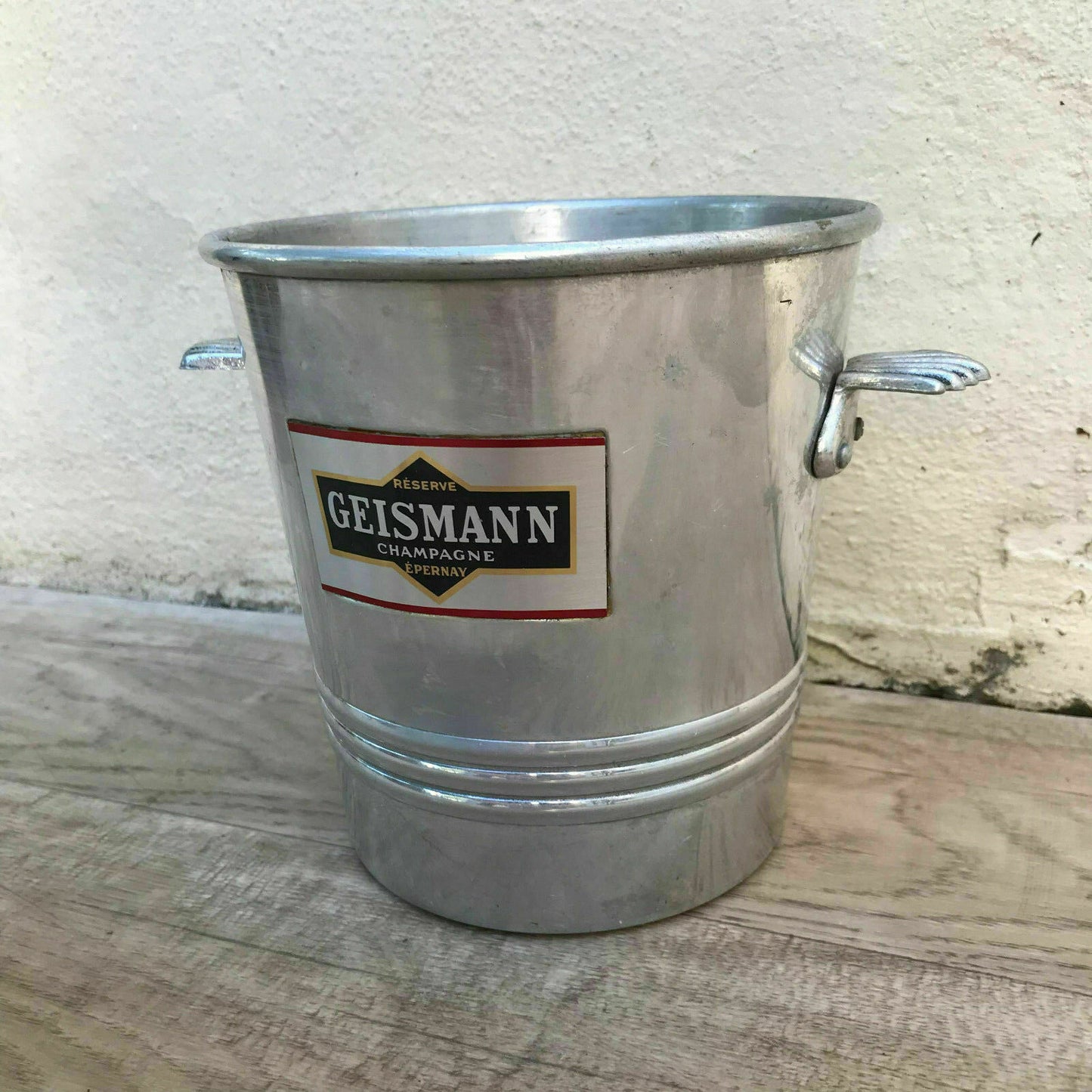 French Champagne Ice Bucket Geismann Vintage Aluminum Wine Cooler 0512189 Geismann
