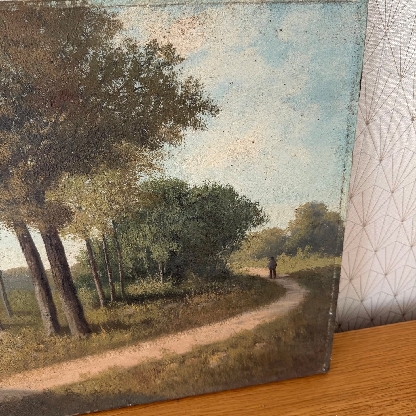 Antique French Landscape Painting Oil Canvas Forest Path Signed 1899 2604261 Fleamarketfrance