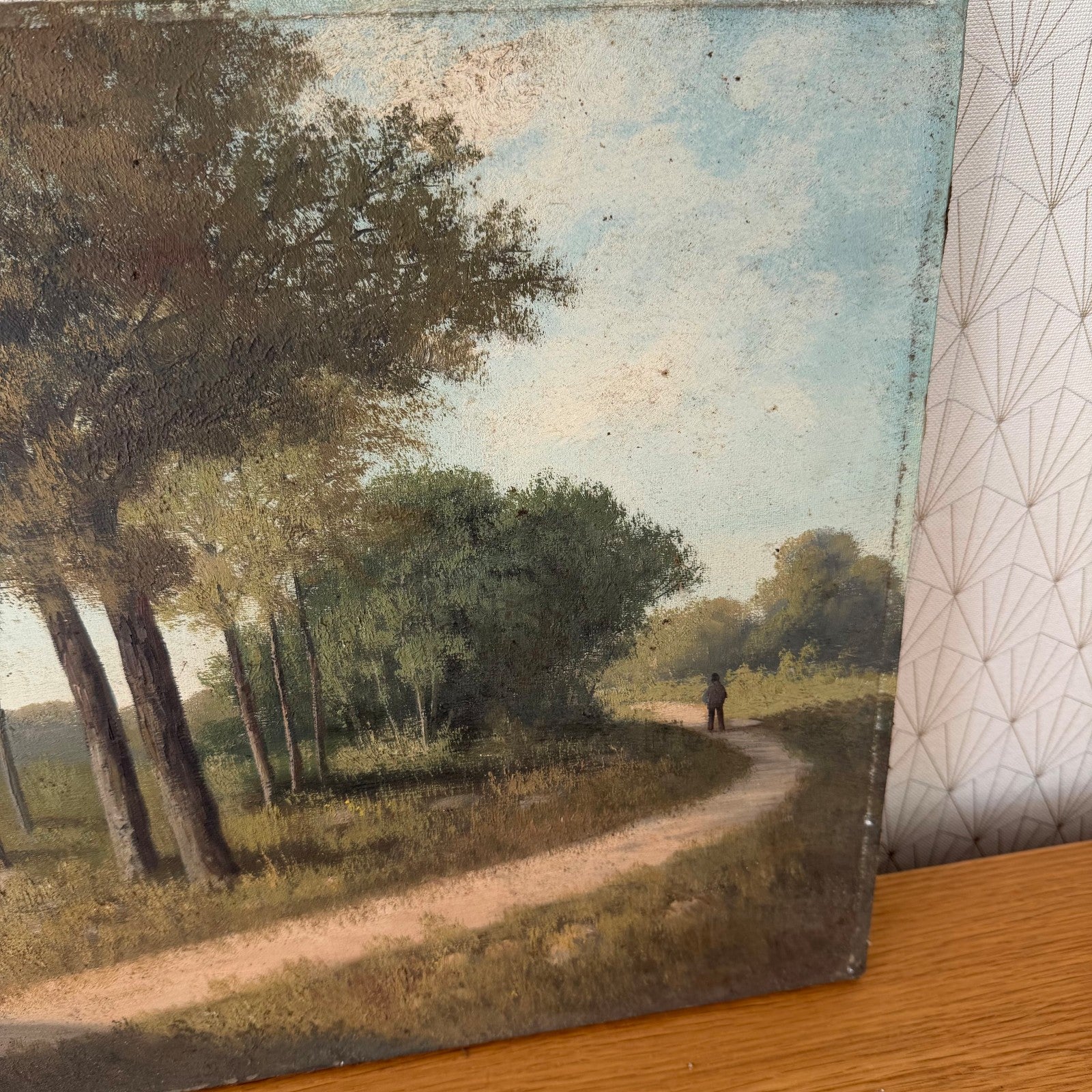 Antique French Landscape Painting Oil Canvas Forest Path Signed 1899 2604261 Fleamarketfrance
