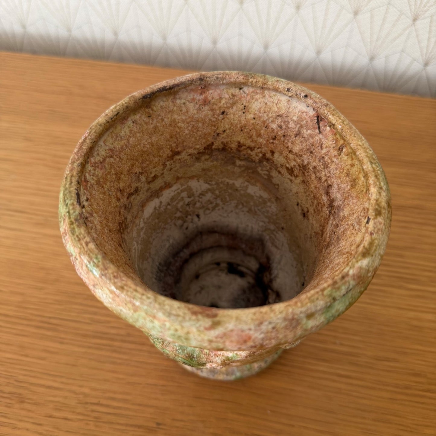 French Pottery Mortar Vessel Green Brown Glaze Anduze Style 28052612 Fleamarketfrance