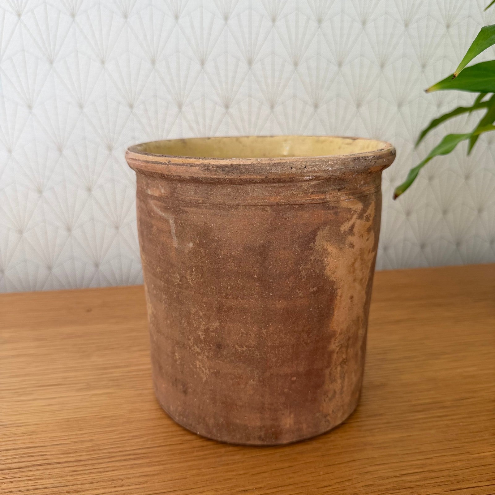 Antique French Confit Pot Terra Cotta Ceramic Kitchen Pottery 6 3/4" 2510258 Unmarked