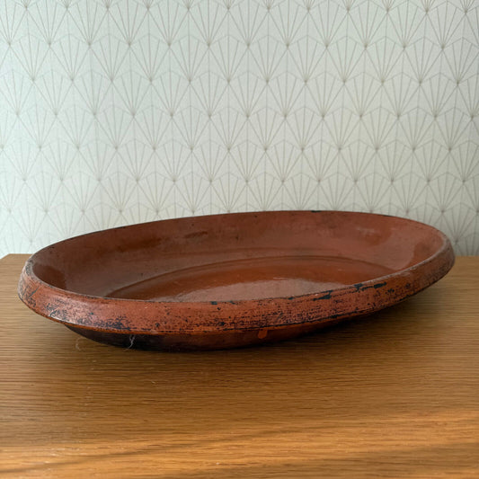 Vintage France Handmade French Bakeware 17 3/4 terrine plate gratin oval 0301242 - Fleamarketfrance