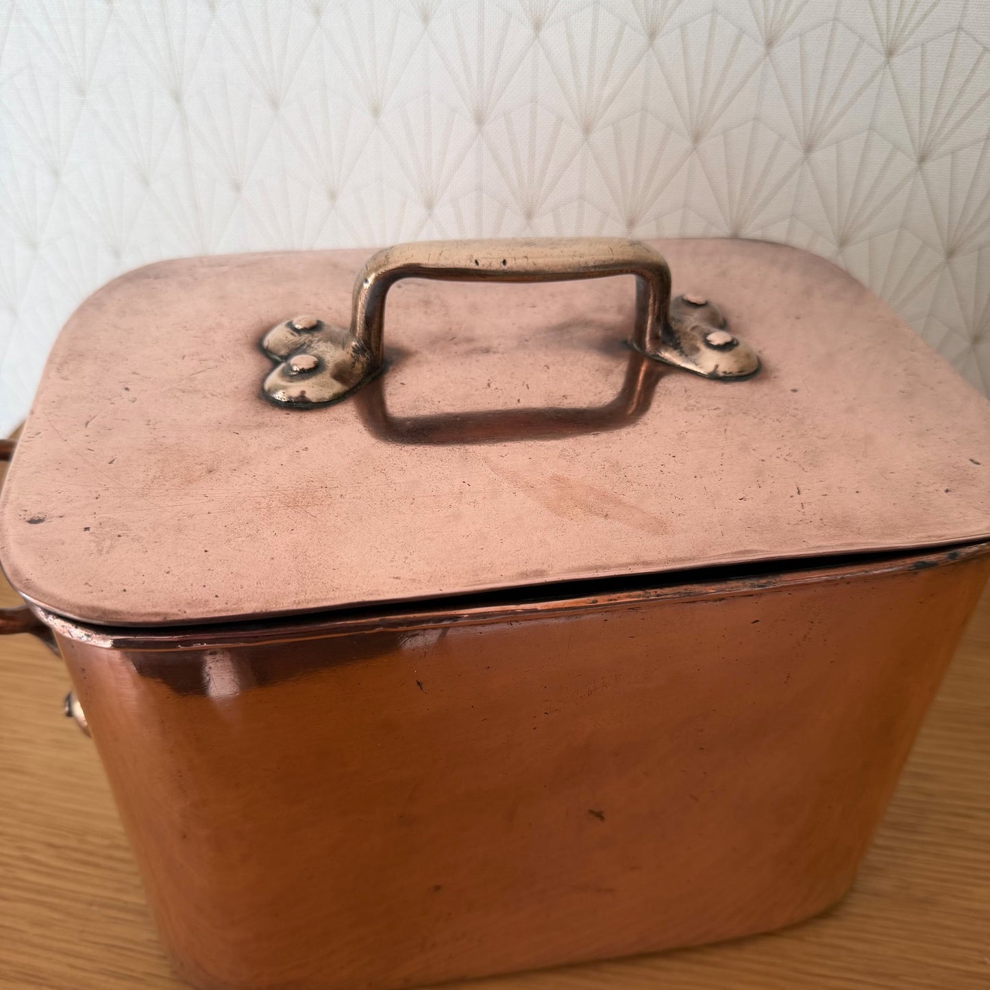 French Copper Stock Pot Dovetailed Vintage Cookware Brass Handles 1803263 Fleamarketfrance