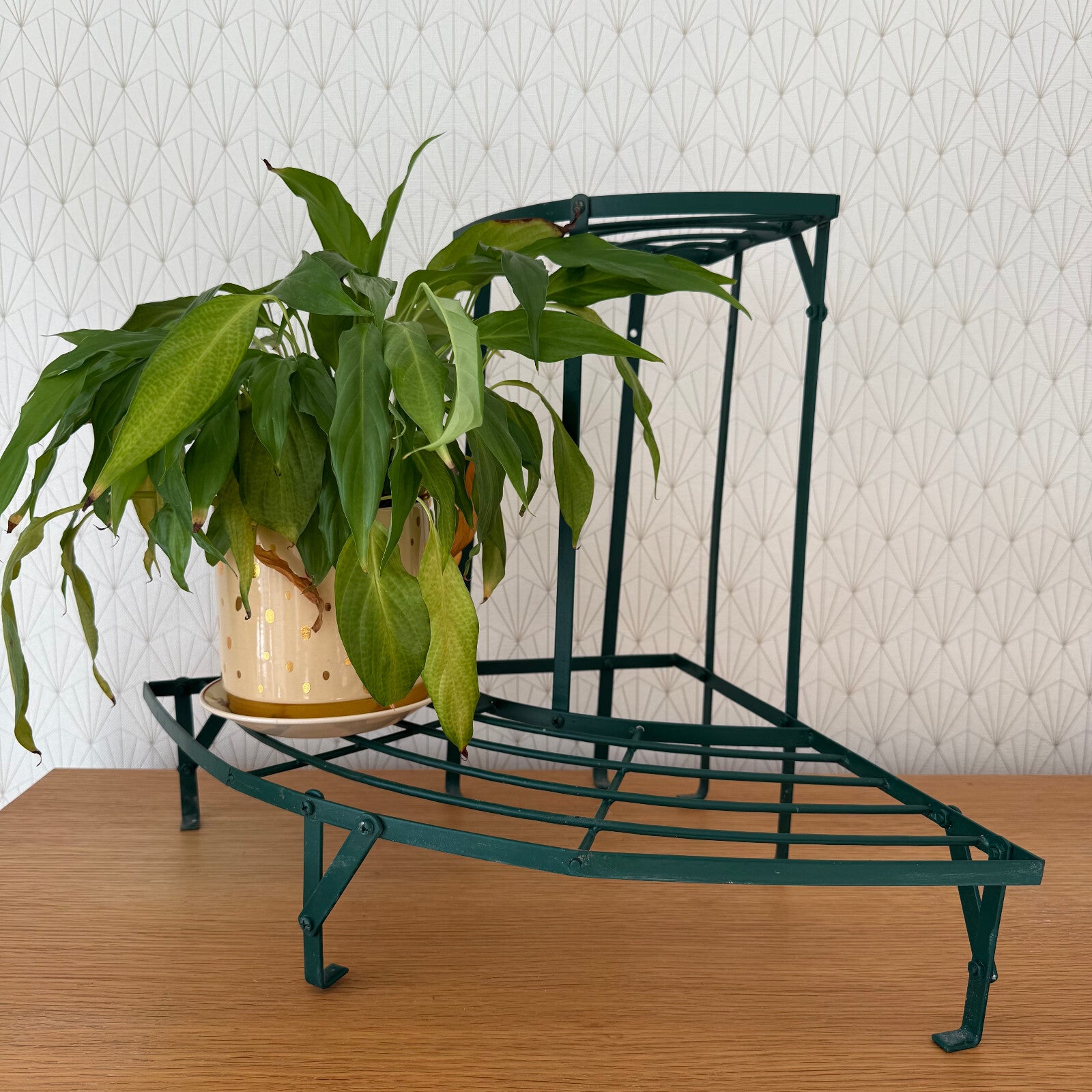 Vintage French Plant Stand Metal Green Two Tier Garden Display 0301253 Unbranded
