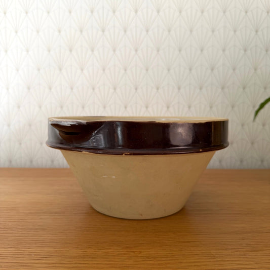 VINTAGE FRENCH STONEWARE SALAD MIXING BOWL TERRINE TIAN DIGOIN 9 1/2" 2210258