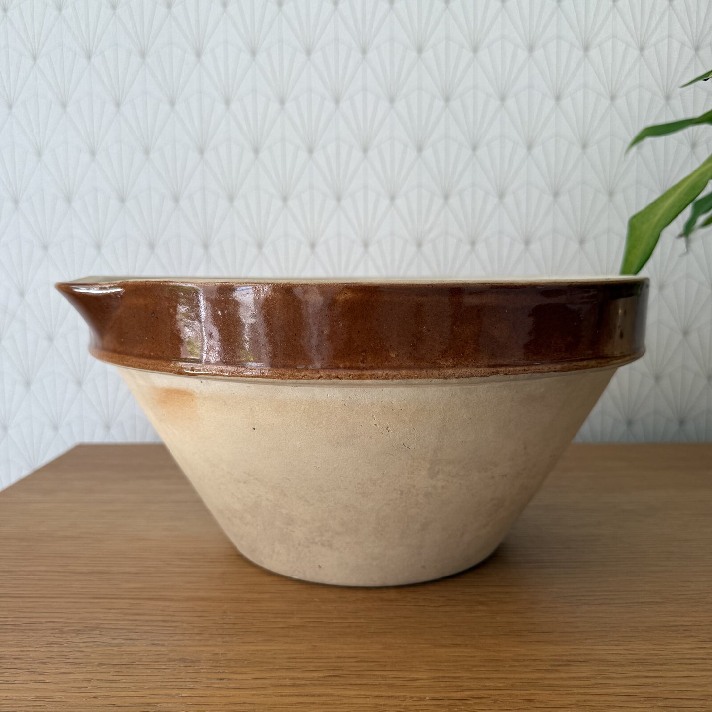 VINTAGE FRENCH GLAZED STONEWARE DIGOIN MIXING BOWL TERRINE TIAN 12 1/4" 1906254