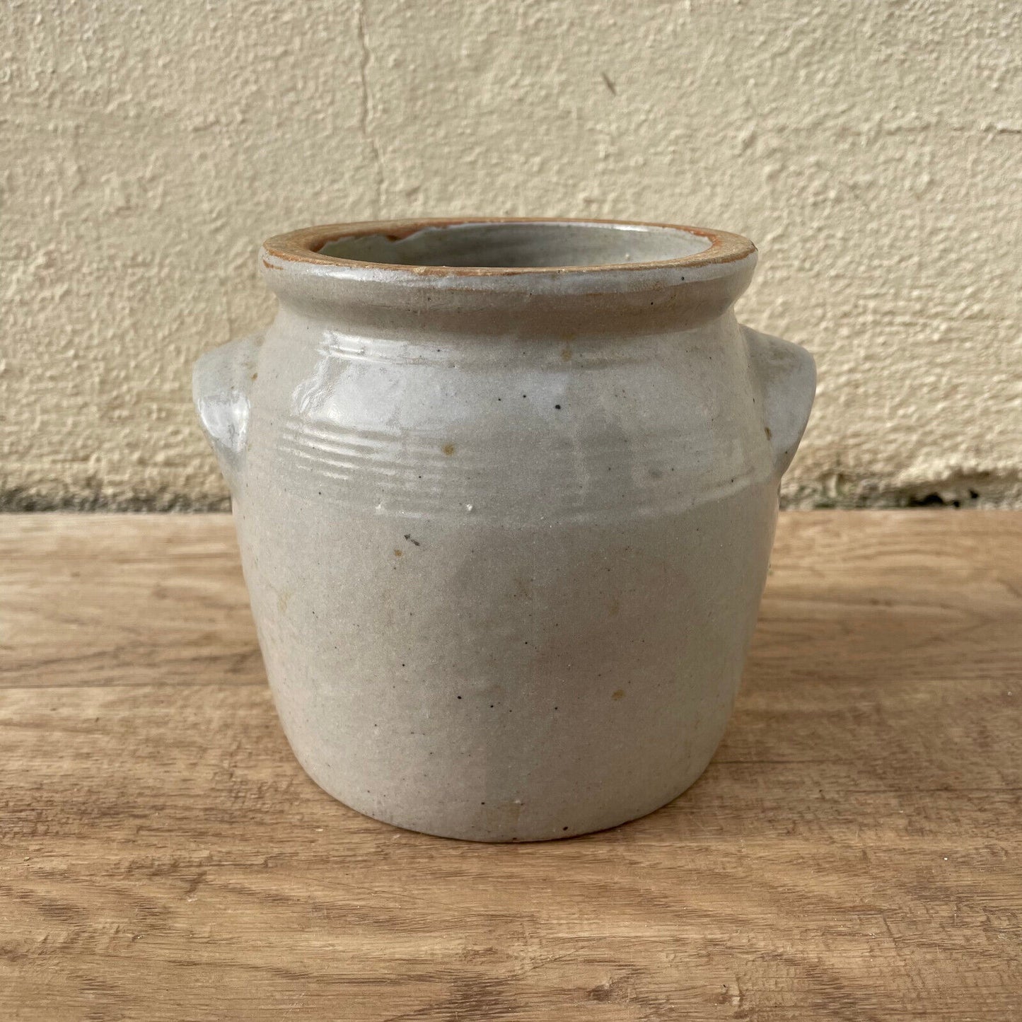 Handmade Glazed Grey Vintage French Confit Grease Pot Stoneware 1203252 Unmarked