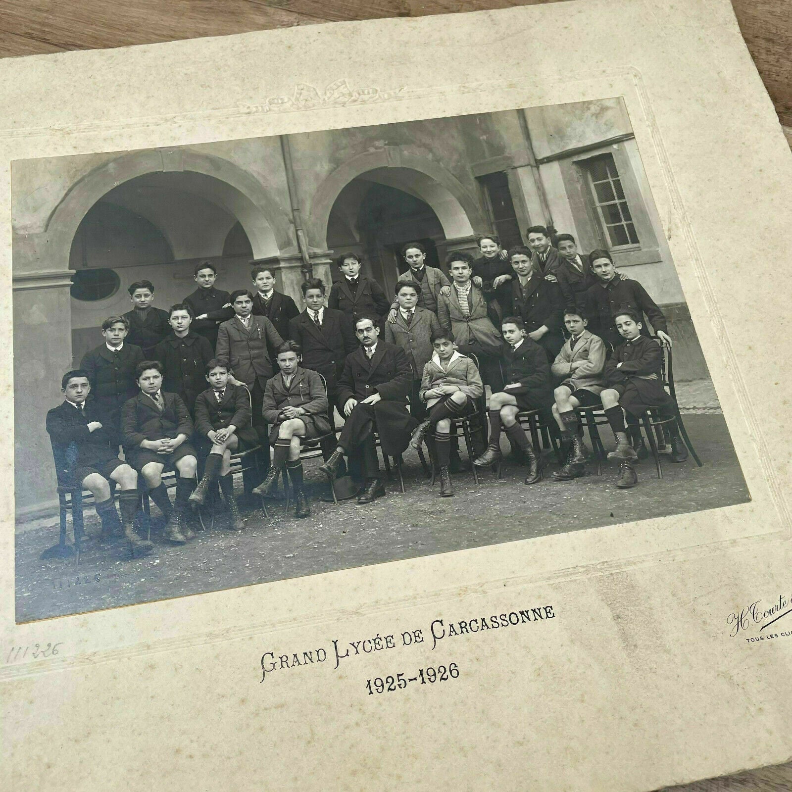 Vintage French School Class Getting Picture Photo Carcassonne 1926 15022126 - Fleamarketfrance