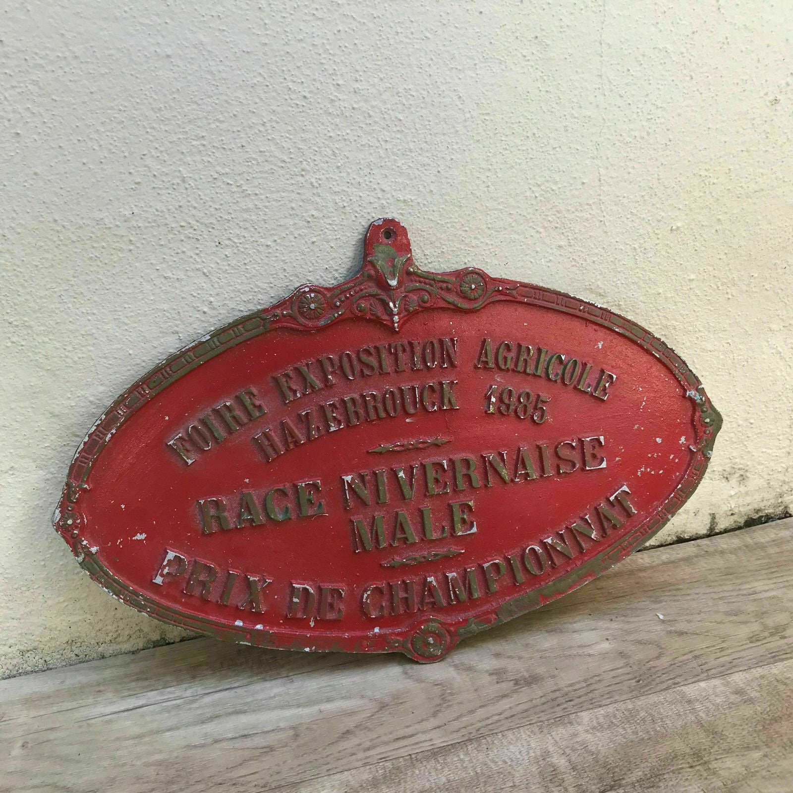 FRENCH VINTAGE AGRICULTURE PLAQUE TROPHY AWARD ANIMALS PRIZE SIGN 1985 2707187 - Fleamarketfrance