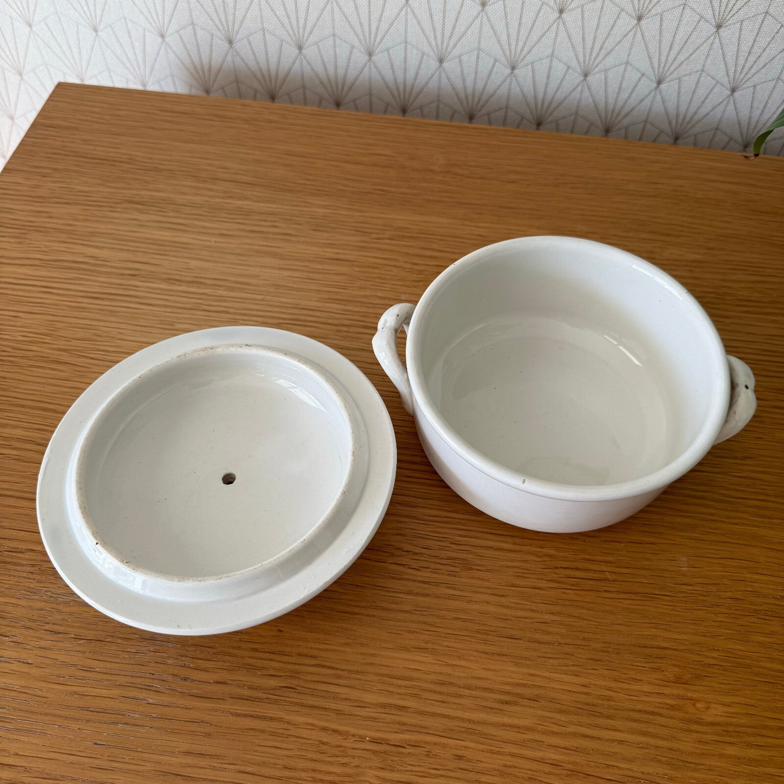 Vintage French Terrine Pot White Ceramic Sarreguemines Foie Gras 11012512 Sarreguemines