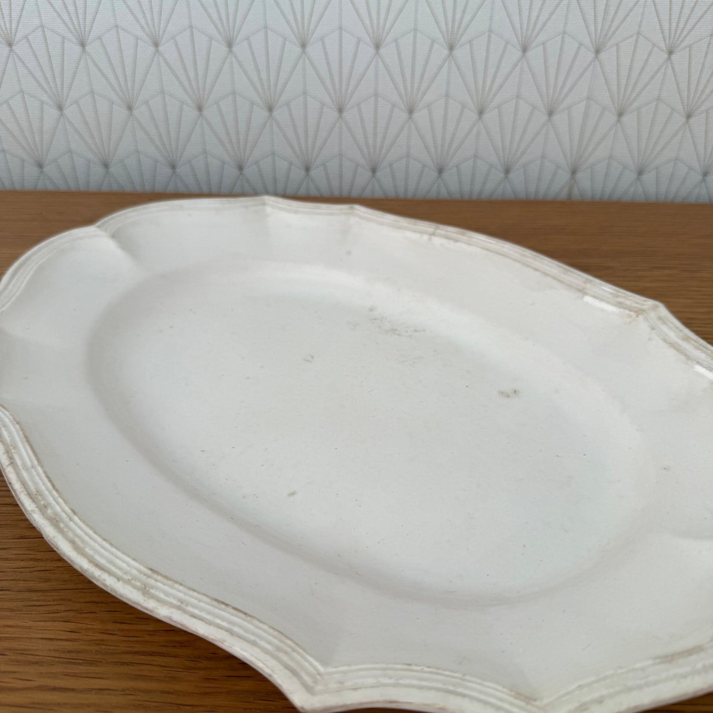 French Ironstone Oval Platter White Serving Dish Antique 04092628