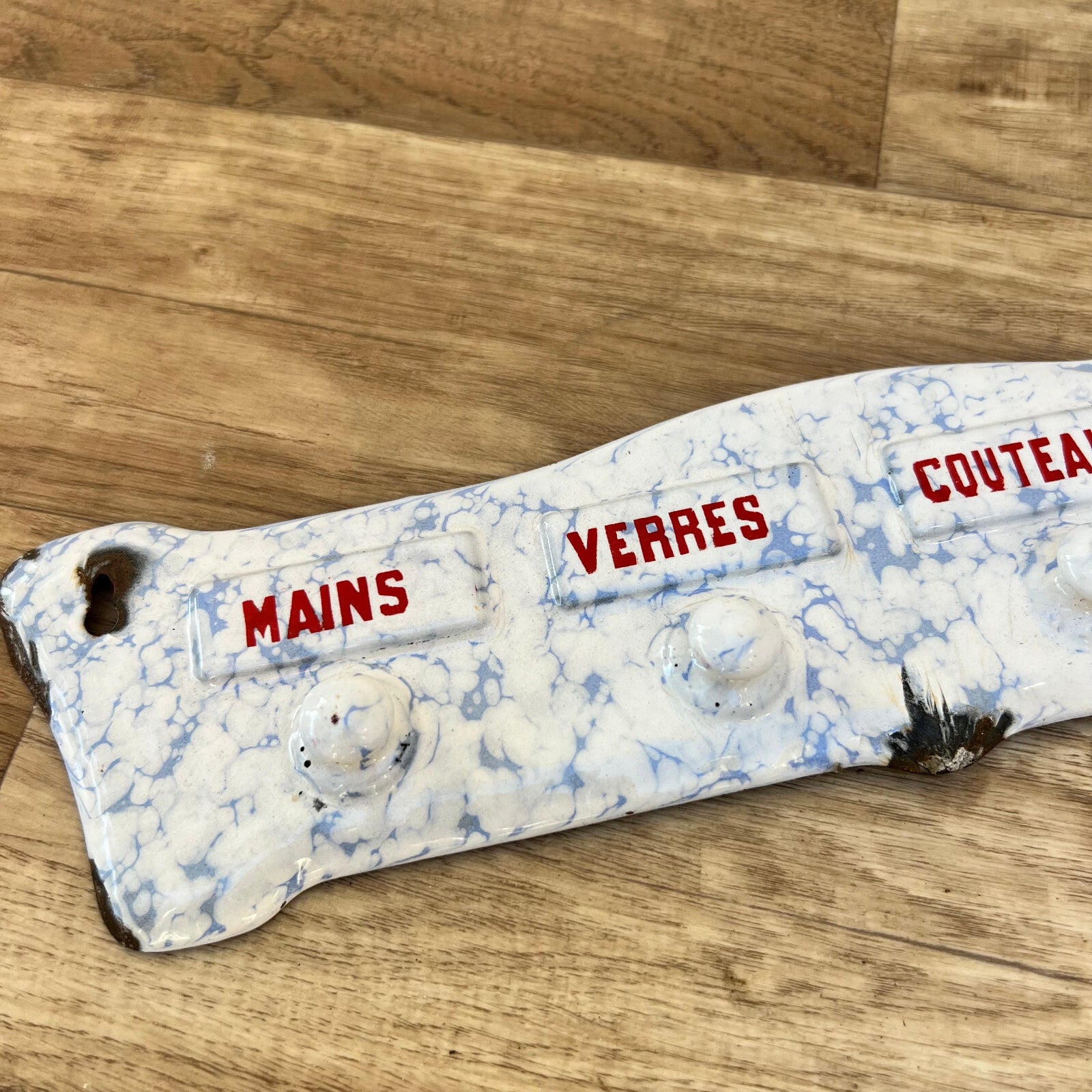 French Enamel Kitchen Rack Vintage Towel Hanger Metal Wall Mount 02012310 Unbranded