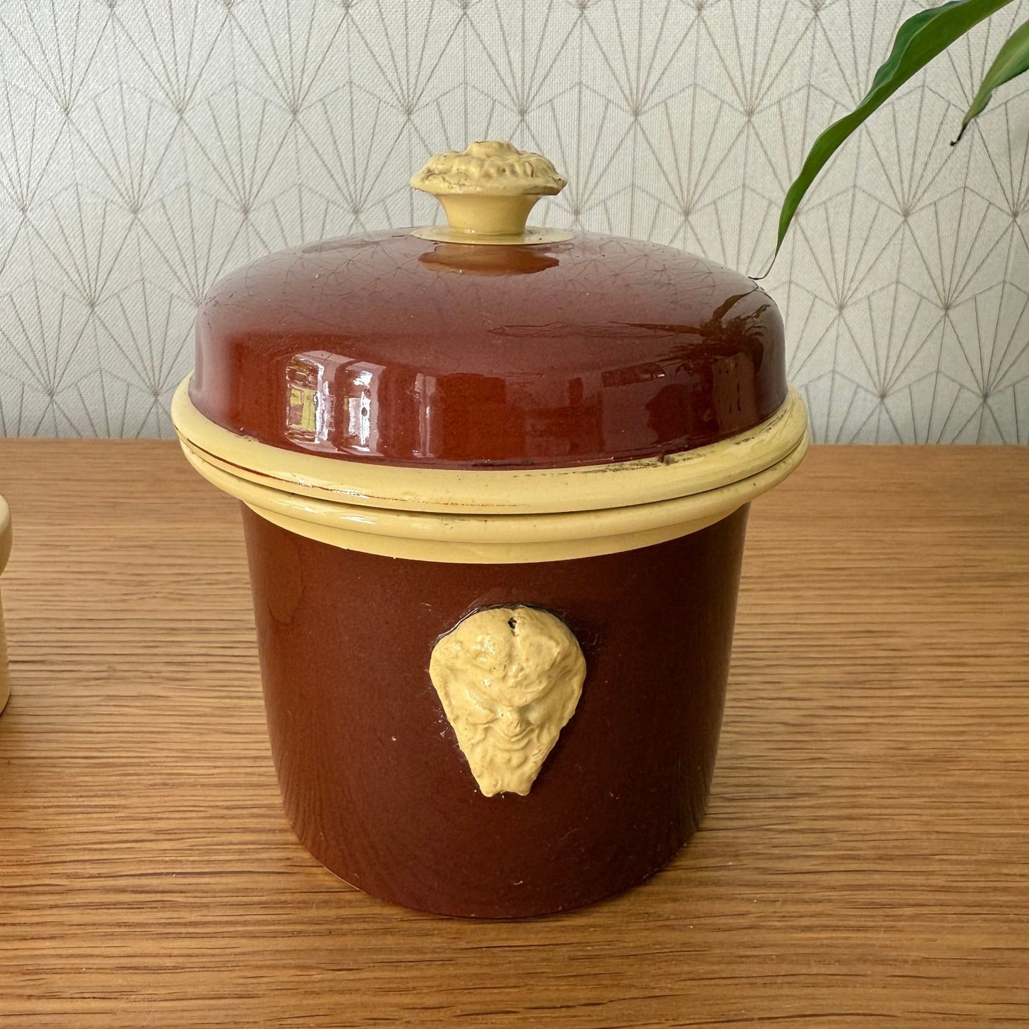 French Ceramic Terrines SIMPLEX Foie Gras Brown Yellow Vintage Set 1209253 Unmarked