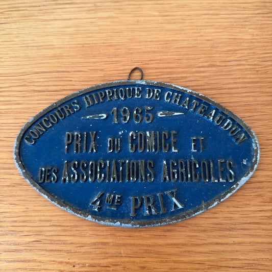 French Vintage Agriculture Plaque Trophy Award Animals Prize Sign 1965 0802263 Fleamarketfrance