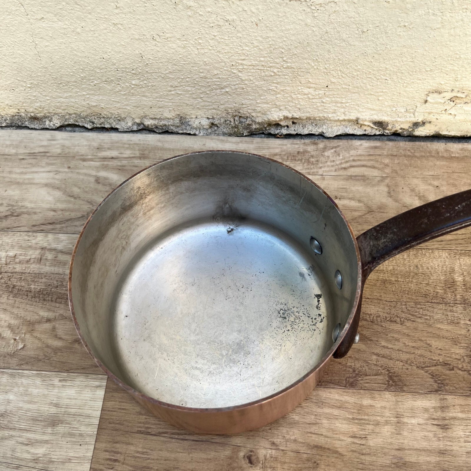 French Copper Saucepan Villedieu Tin Lined 7.25" 2mm Vintage 2.2kg 0808209 Unbranded