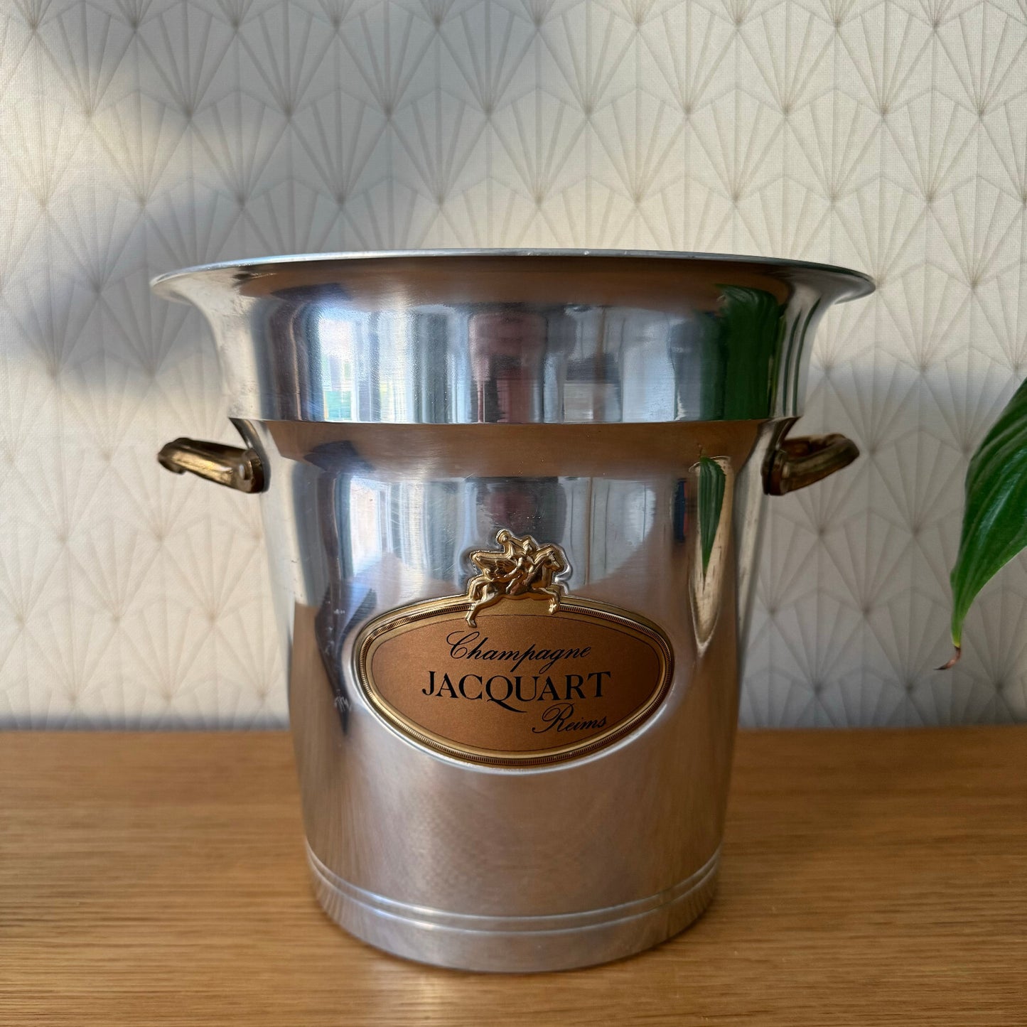 French Champagne Ice Bucket Jacquart Reims Silver Metal Vintage 0208247 Jacquart