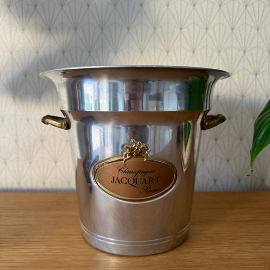 French Champagne Ice Bucket Jacquart Reims Silver Metal Vintage 0208247 Jacquart