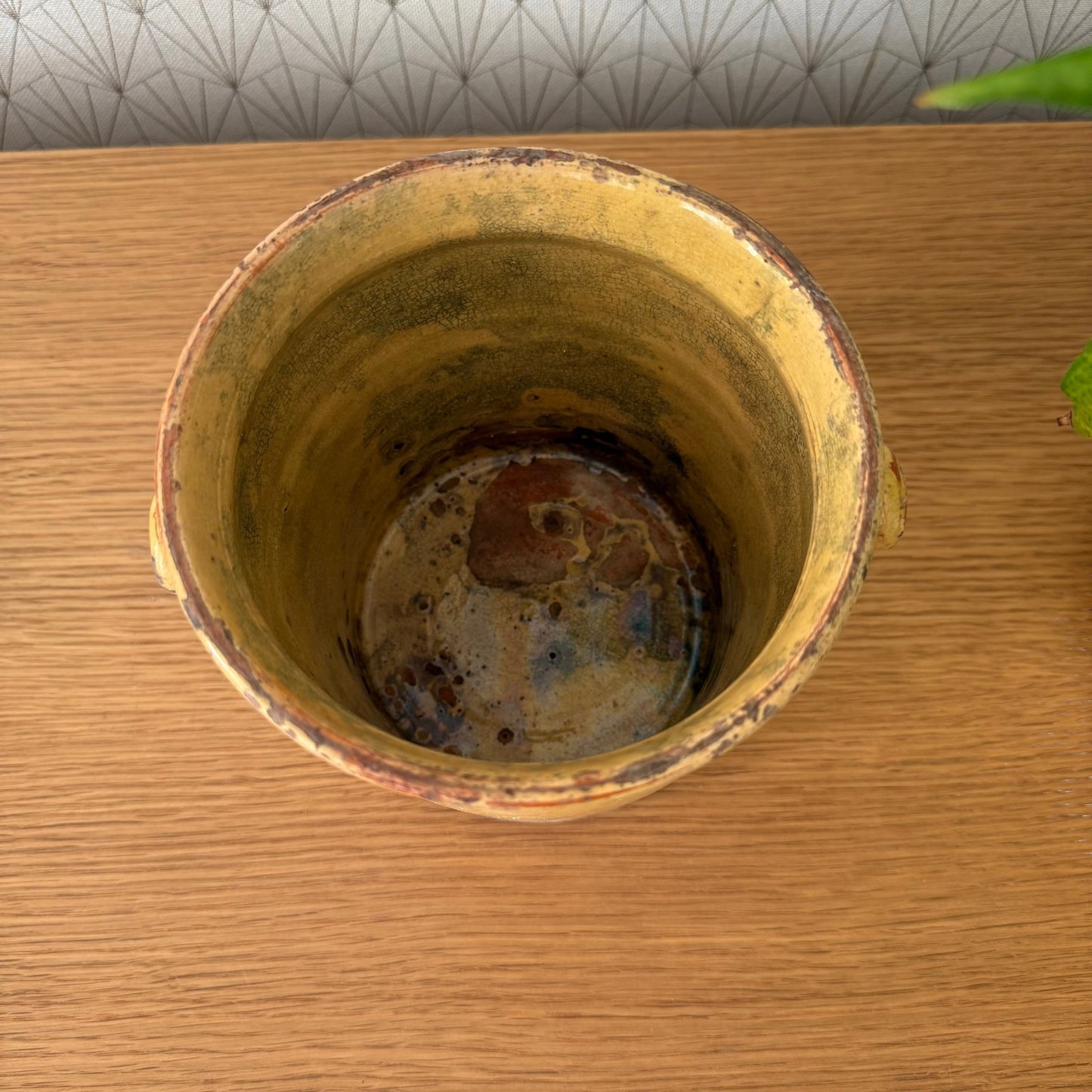 HANDMADE GLAZED YELLOW FRENCH CONFIT JAM POT STONEWARE 0108251